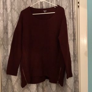 Burgundy Side Zip Sweater